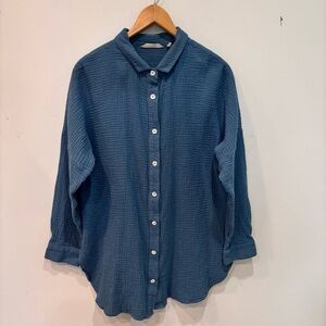Soft Sorroundings Gauze Button Down Tunic Long Sleeve Top Women’s Size Large